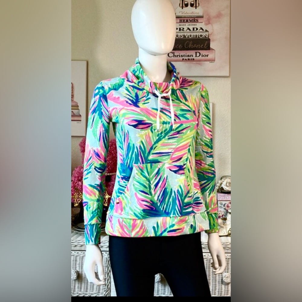 Lilly Pulitzer Island Time Hillary Pullover Jacket Hooded Tropical Print size XS